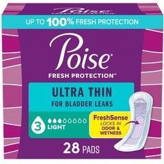 Poise Ultra Thin Incontinence Pads Postpartum Pads for Bladder Leaks, 3 Drop