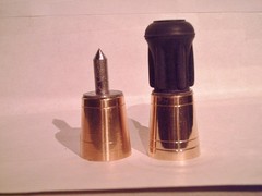 cane tip bright or antique brass steel spike removable rubber bottom made in USA