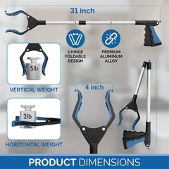 2024 Upgrade PowerGrip T9, Grabber Reacher Tool, Wide Jaw, Foldable, Steel Ca…