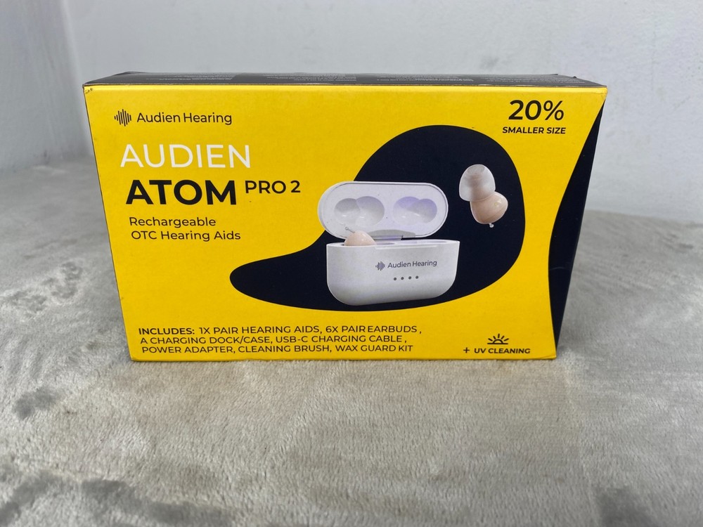 AUDIEN ATOM PRO 2 Hearing Aids Digital Rechargeable – Brand New in Open Box