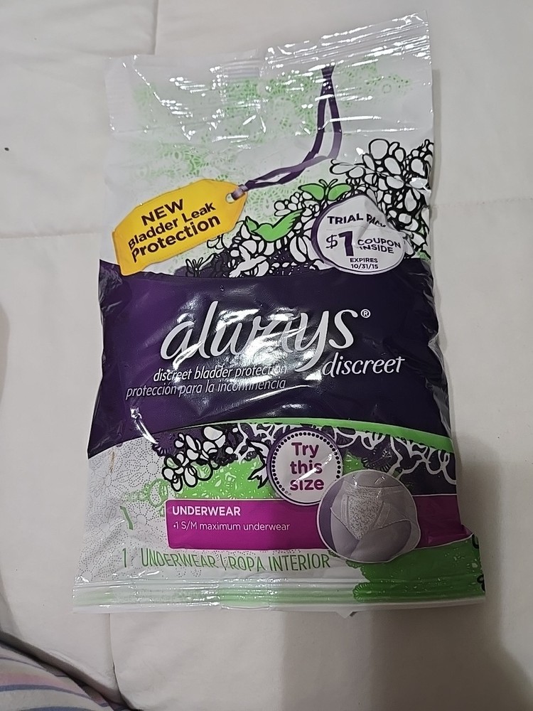 Always Discreet 1 Underwear S/M 115-190 LBS Discreet Bladder Leaks P – 2014