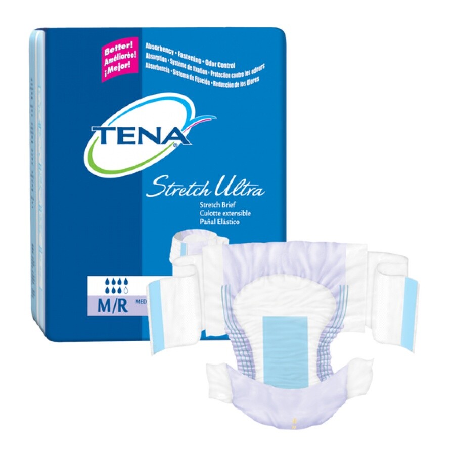 TENA Stretch Super Brief “Medium, 33 – 52 , 28 Count“ BRAND 2 PACK