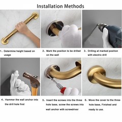 Shower Grab Bar, 2 Pack 32 Inch Gold Bathroom Grab Bar, 1.25″ Diameter 304 St…