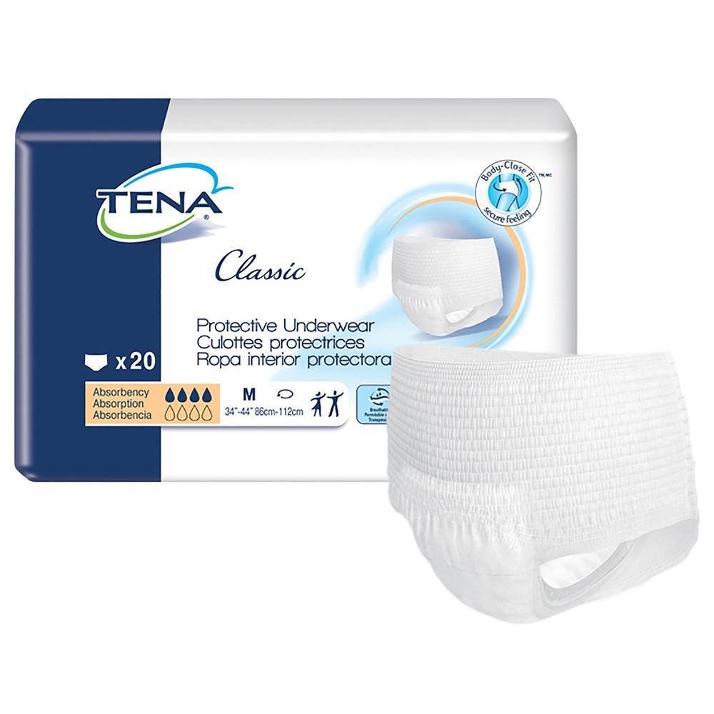 TENA Classic Protective Underwear, Medium 34-44in, 20 Count 4 PACK