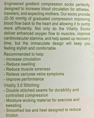 Tadge VITALITY COMPRESSION Socks Black Gray S/M Men Women 1Pair NEW in Box