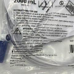 Lot of 3 McKesson Disposable Urinary Drainage Bags 2000 ml MFG# 37-2802