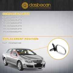 Passenger Side Mirror Compatible with 2005-2010 VW Jetta Right Silver Gray