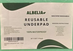 Albelia 1-pack Reusable Underpad 100% Waterproof 34″X 36″