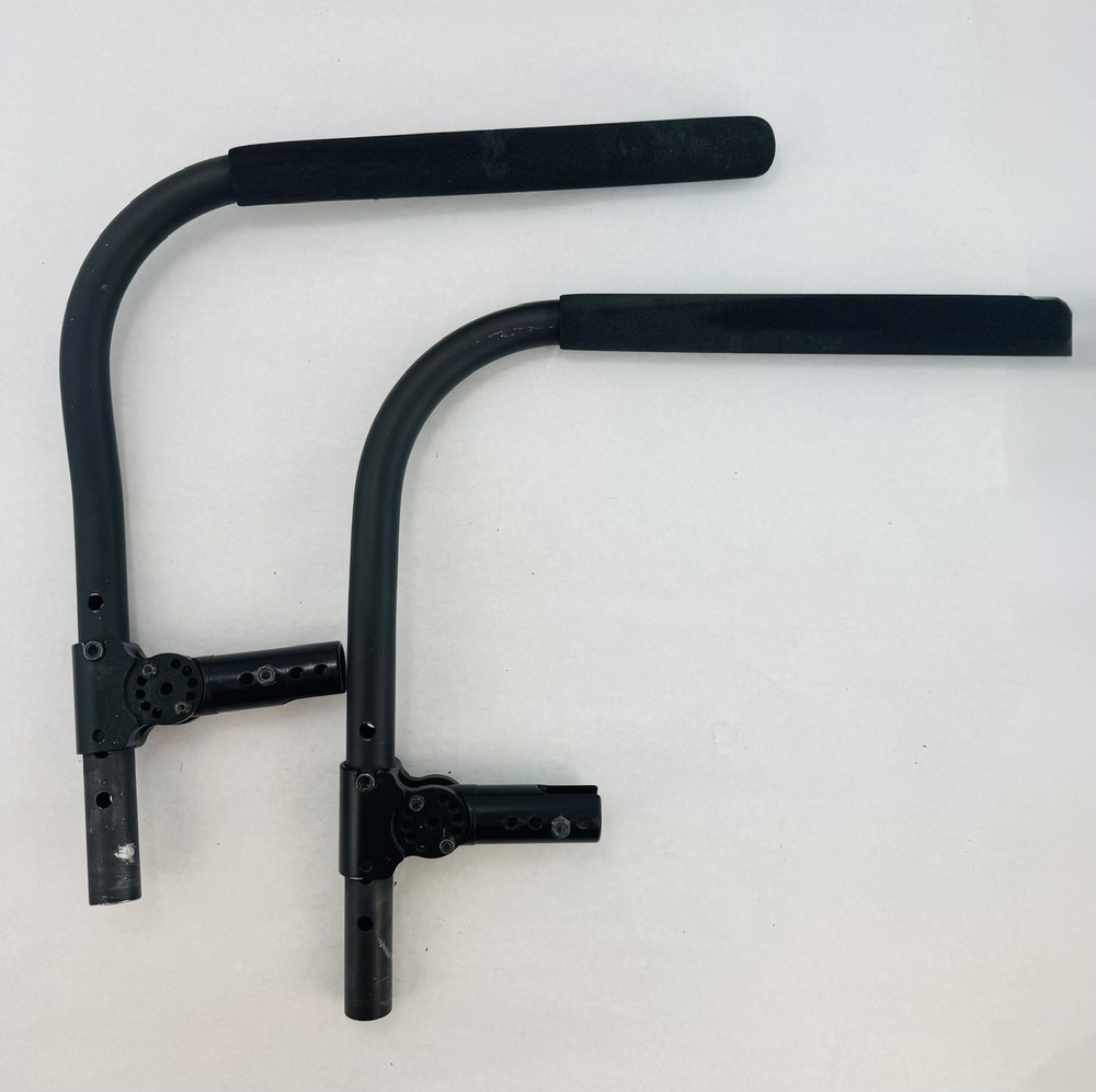 Wheelchair Swing Away Tubular Arm Rest Support Pair Black with Mounting Brackets