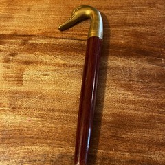 Vintage Brass Duck Head Shoehorn Wooden Handle MCM 1960s Mallard Decorative