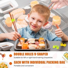 200 PCS Reusable Chopsticks Helper Multicolor Plastic Practice Trainer Chinese