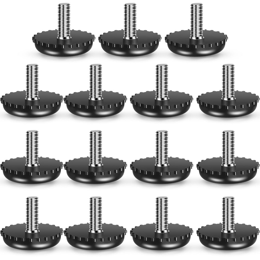 Dunzy 15 Pcs 1/4-20 Adjustable Furniture Levelers 2.8 cm x 2.3 cm, Black