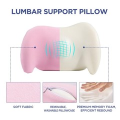 Lumbar Support Pillow for Office Chair, Car Lower Back Pink