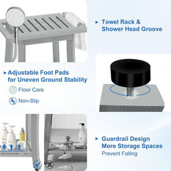 18.6 In. W Waterproof Heavy Duty 400 Lbs. Plastic Shower Seat W/ Storage Shelf S
