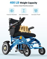30 Mile Range Foldable Electric Wheelchairs for Adults & Seniors, Black