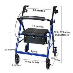 McKesson Rollator Folding Aluminum 32 to 37 inch Handle Height