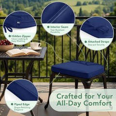 Summsun Outdoor Chair Cushions Set of 4: Waterproof 17x16x2 Inch-4p, Navy