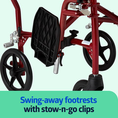 Ultra Lightweight Transport Wheelchair for Adults, Foldable, 19-Inch Seat Width,