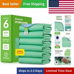Washable Underpads, 34″ x 36″ Pack of 6 – Heavy Absorbency Reusable Incontine…