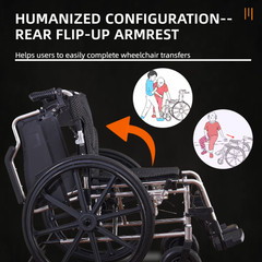 Aluminum Alloy Transport Wheelchair. 20″ Seats. With front and Rear Locking Hand
