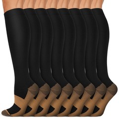 Compression Socks 15-20 mmHg for Men & Women – 8 Pairs for Circulation, Travel,