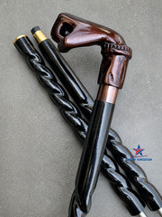 Solid Brass Punch Head Vintage Black Wooden Walking Stick Cane handmade Gift