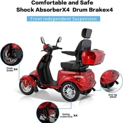 Heavy Duty 4 Wheel Mobility Scooters 500lbs 800W All Terrain for Seniors Adults