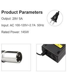 24V 5A 3-Pin Male XLR Connector Battery Charger for Lakematic, Pride Black
