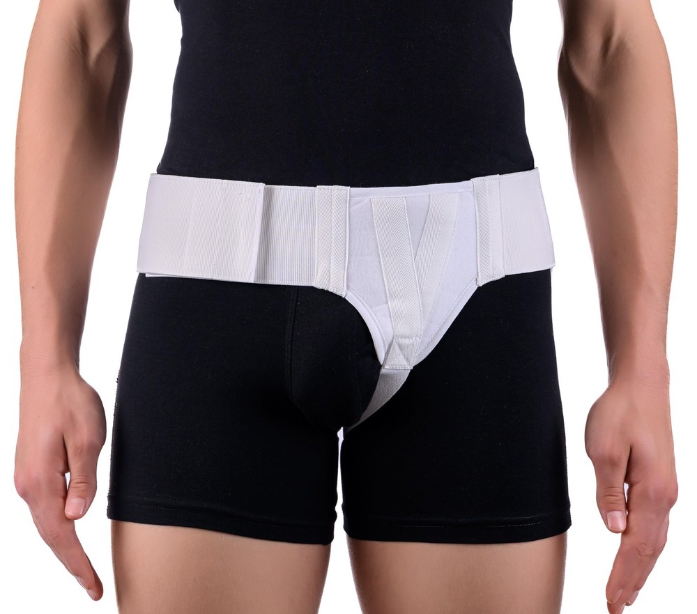 Medium White Left Side Inguinal Groin Hernia Truss With Compression Pad