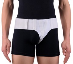Medium White Left Side Inguinal Groin Hernia Truss With Compression Pad