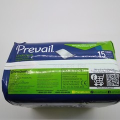 Prevail Underpads Size large, 15 Count, moisture proof barrier, extra strong