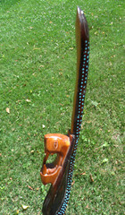 43″ Hand Carved Painted Wood Walking Stick Cane Warrior Wood Bearded Snake Man