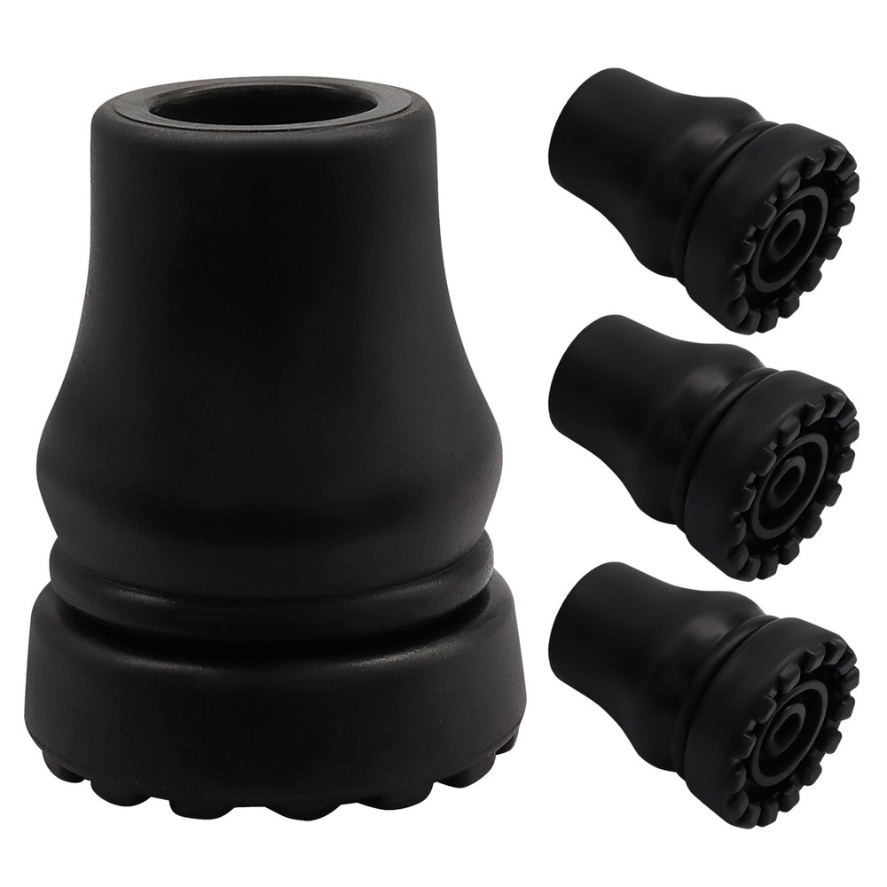 4 Pack 5/8 Inch Rubber Cane Tips, Black Heavy Duty Walking Cane Tips for Seni…