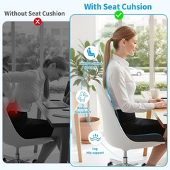 TranquilRelax Large Seat Cushion, Memory Foam Cushion for Long Sitting Hours …