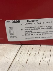 Hollister Urinary Leg Bag, Anti-Reflux Valve, 900 mL, Vinyl, Box of 6