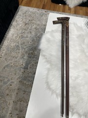 Vintage Polish Folk Art Zakopane Hand Carved Wood Walking Cane Axe Hatchet