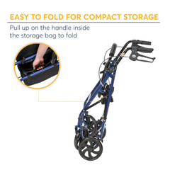 Drive Medical 10257BL 1 4 Wheel Rollator Walker With Seat, Steel Rolling Walker