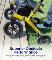 Walker with Seat for Seniors, Z57 Outdoor Rollator Walker with 12 Yellow