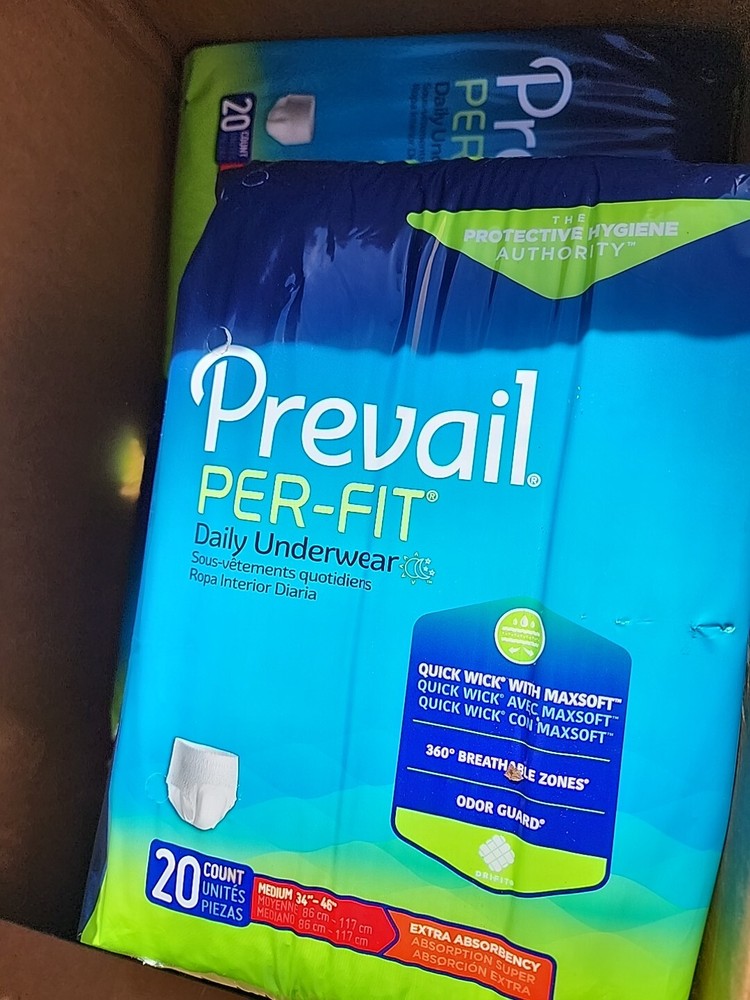 Prevail Per-Fit Protective Underwear Medium 34“-46“ Bag of 20 4 Pack 80 Total