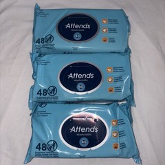 3 Packs Attends Scented Pre-Moistened Adult Washcloths 48 wipes per pack