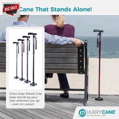 HurryCane Freedom Edition Foldable Walking Cane with T Handle