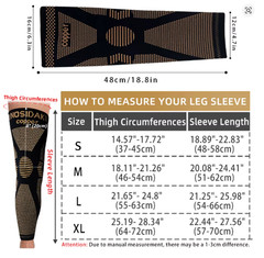 Copper Compression Knee Sleeve Long Full Leg Brace Support Sports Joint Pain Rel