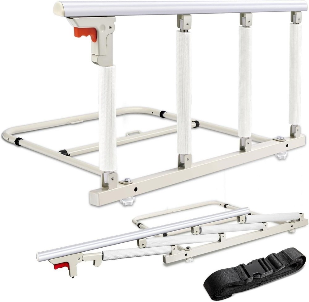 VEVOR Folding Bed Rail for Elderly, 38 in Bedside Assist Rail with Fixing Strap,