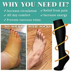 3 Pair Full Compression Socks 10-20 mmhg New Strong Support Stockings Free Ship