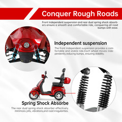 800W Heavy Duty Four Wheel Mobility Scooters for Seniors & Adult 500lbs Capacity