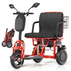 700W 3-Wheels Portable Double Motor Folding Electric Power Red Mobility Scooter