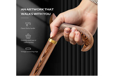 Walking Cane, Available in Multiple Inches Wooden Cane Support up to 500 Lbs, Su