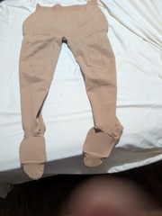 Beige Compression Pants Open Toe Full Leg Medical Garment with Foot Covers