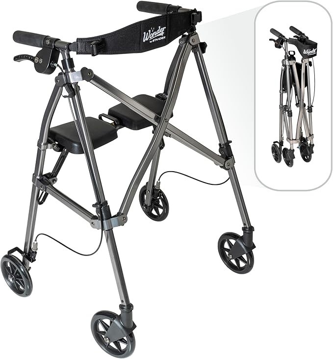 Able Life Space Saver Rollator Folding Walker Seat 4-Wheel Mobility Aid Black.