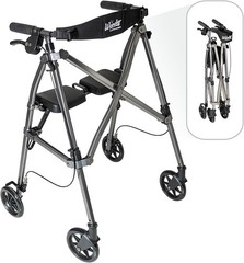 Able Life Space Saver Rollator Folding Walker Seat 4-Wheel Mobility Aid Black.
